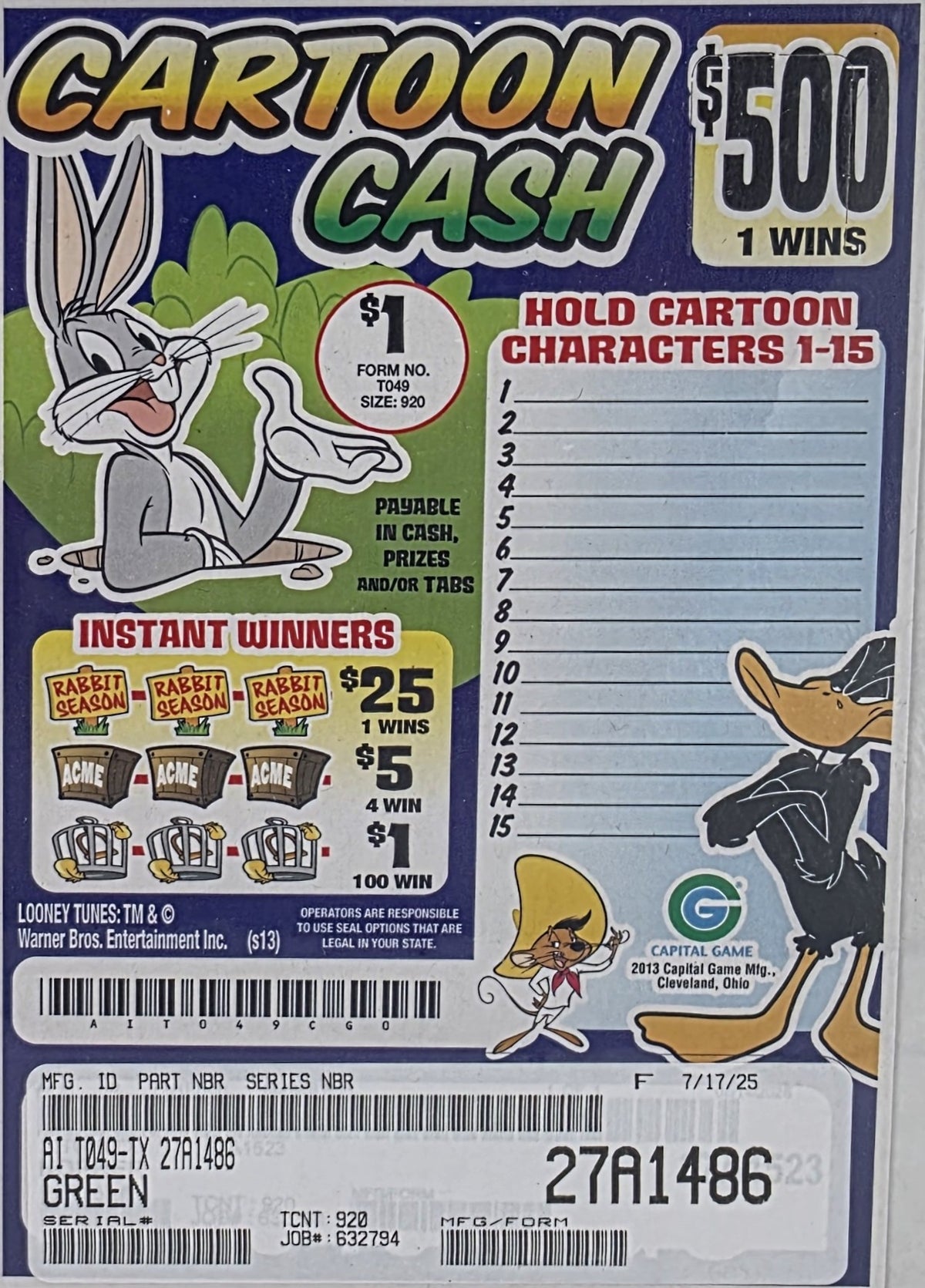 OVERSTOCK CARTOON CASH 920