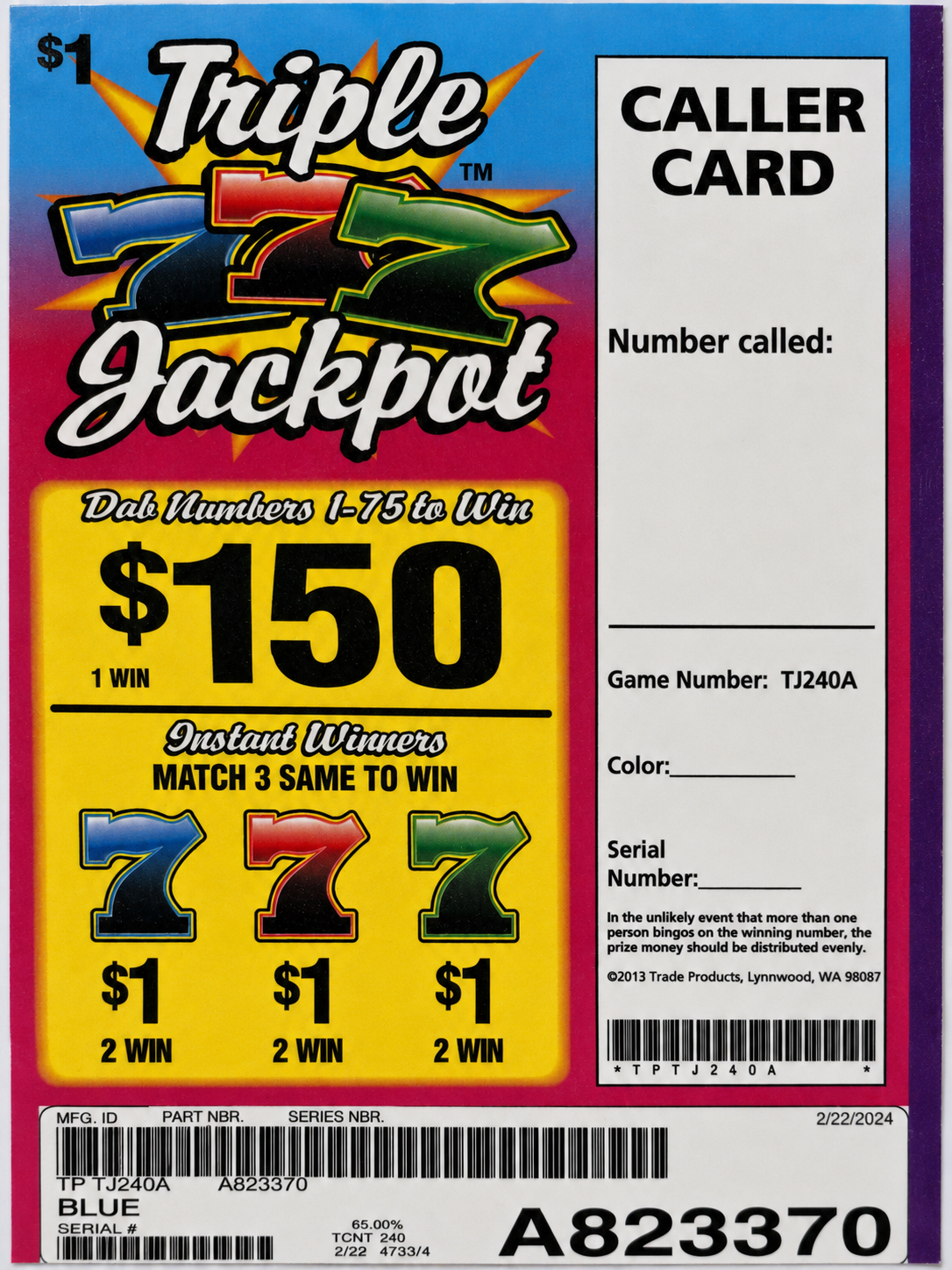 TRIPLE 777 JACKPOT 240