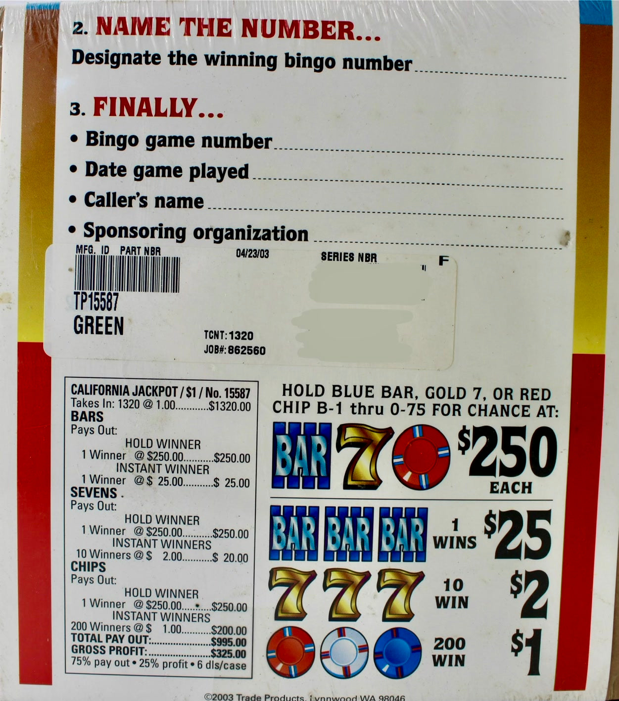 CALIFORNIA JACKPOT 1320