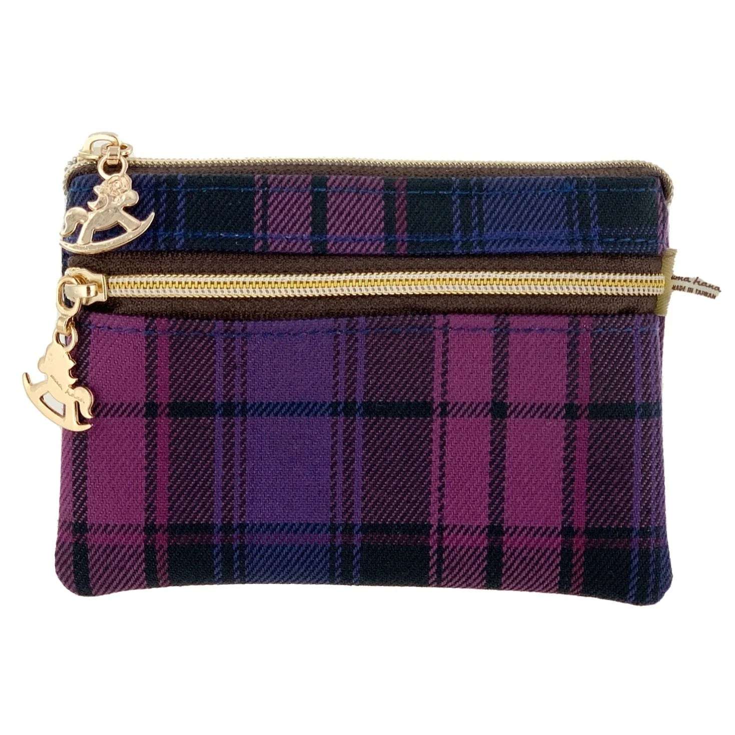 Coin Purse - Purple & Pink Tartan Plaid Chainless